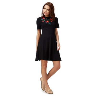 Black floral t-shirt skater dress